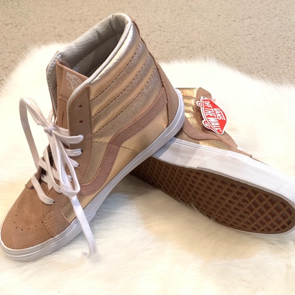 rose gold high top vans